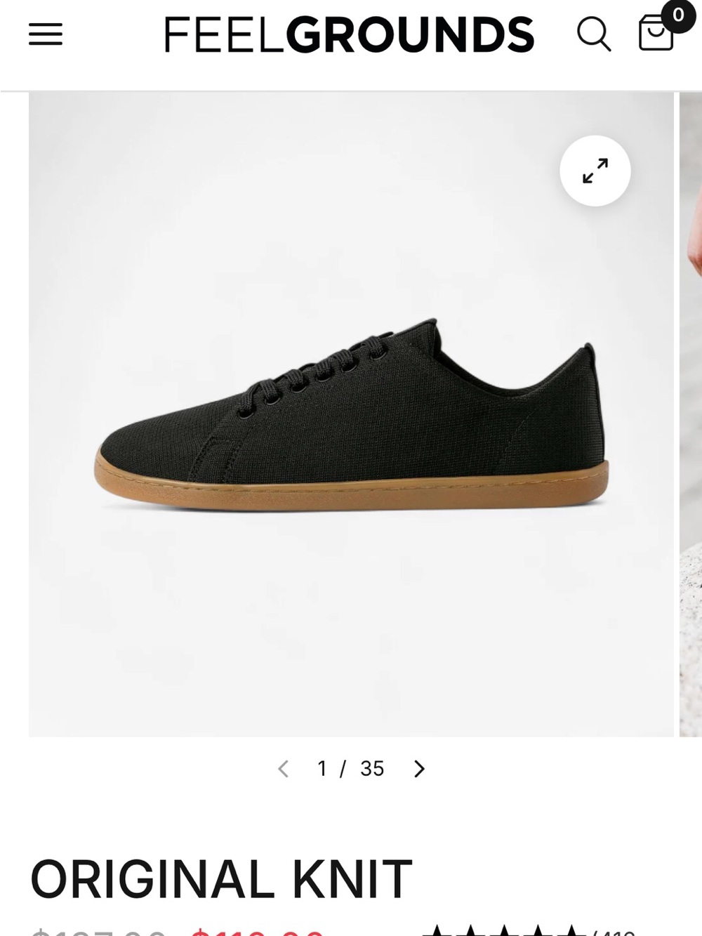 Feelgrounds Original Knit Low-Top Sneaker — Black/Gum
